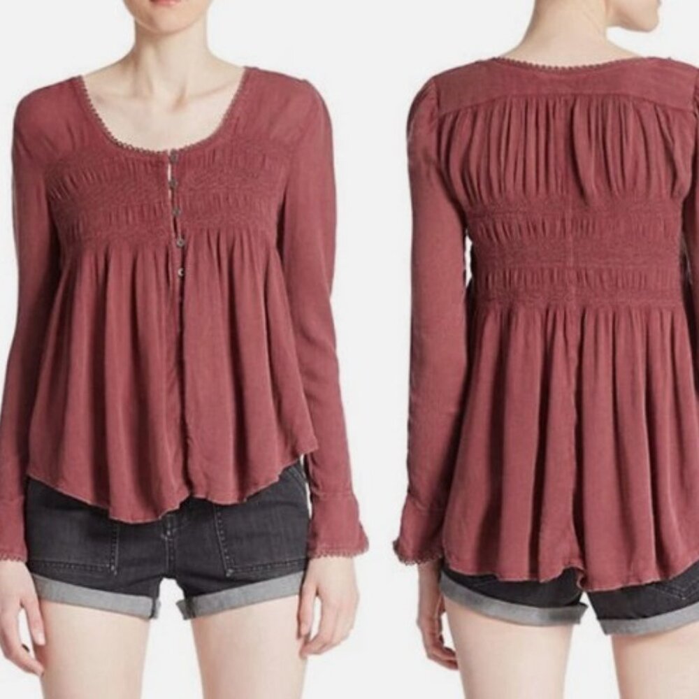 Free People smocked Tunic Small